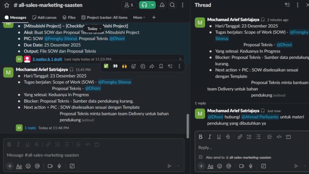 Fitur Slack template format untuk perusahaan