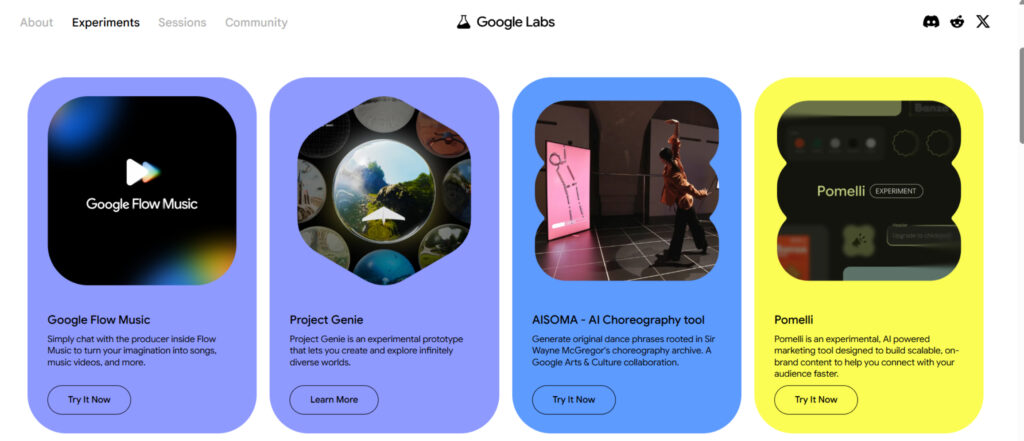 Google Labs Homepage