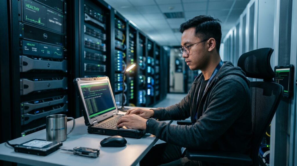 Seorang IT Support menjaga kestabilan Uptime