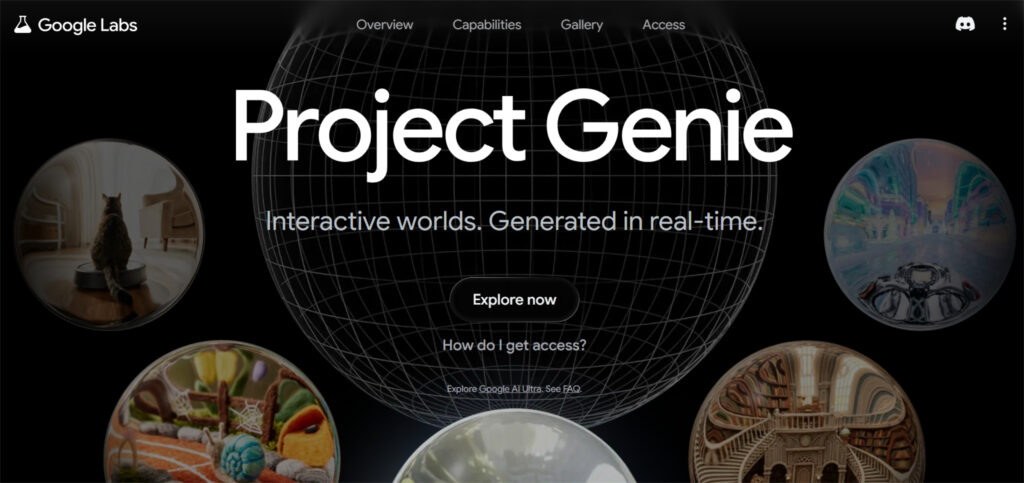 Homepage dari Project Genie
