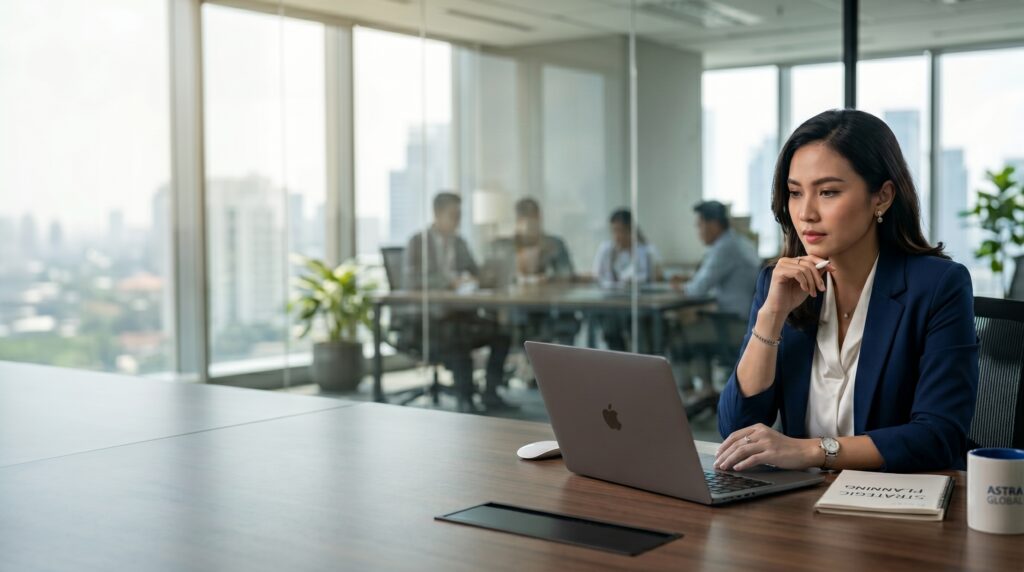 Seorang wanita sedang menghitung CLV di Office