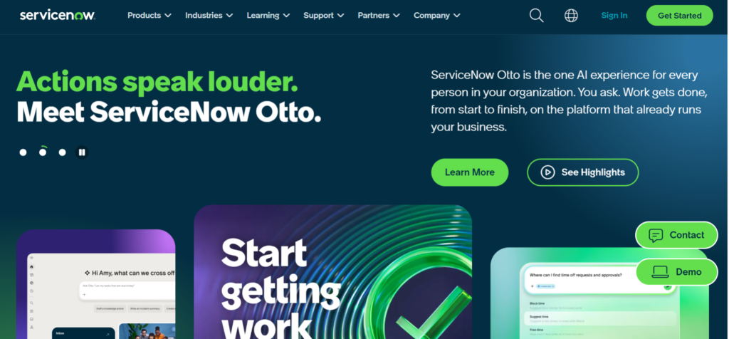 Homepage ServiceNow 