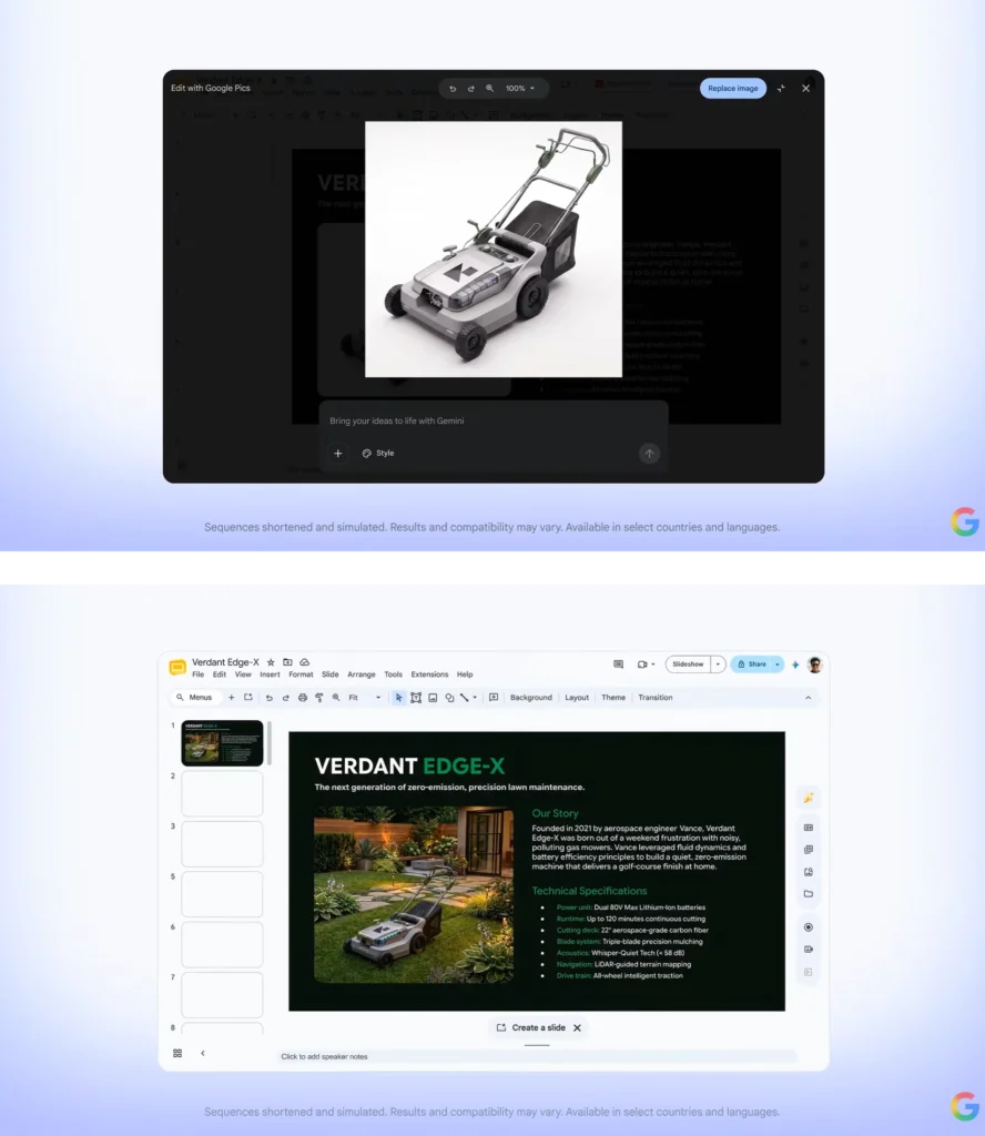 Seorang marketing menggunakan google slides untuk konten visual