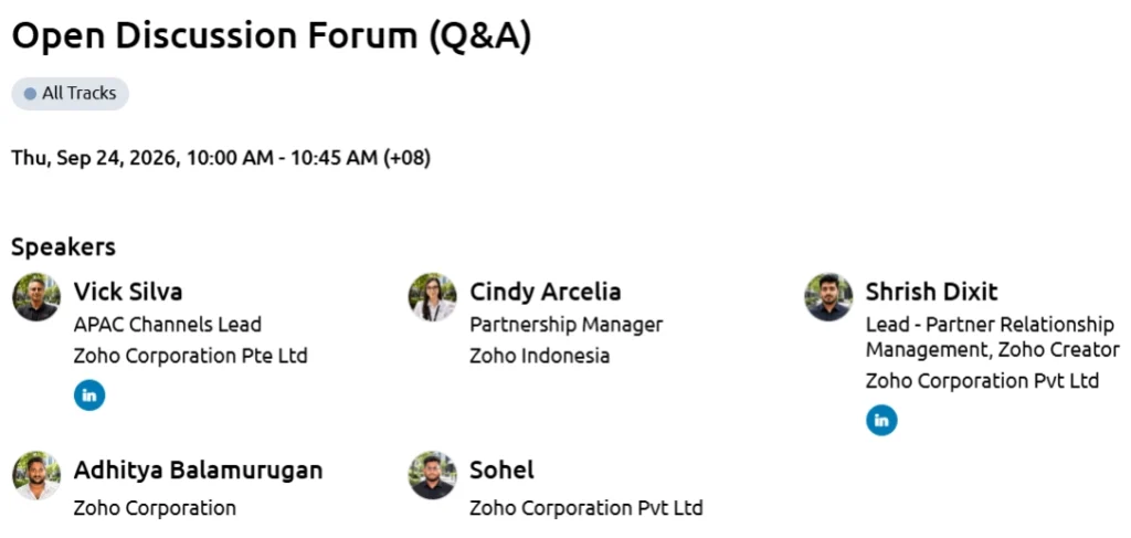 Zoho Partner Meetup Panel Speaker