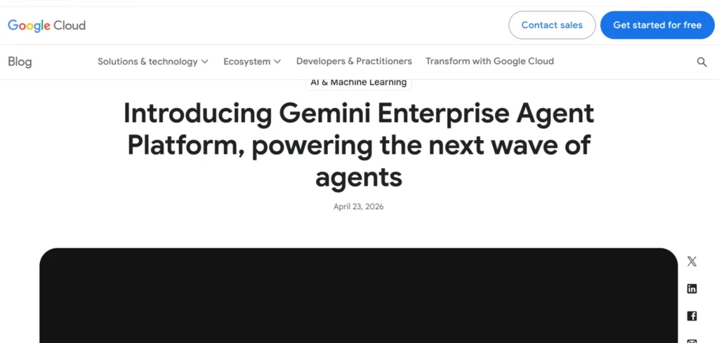 Landing Page Google Gemini Enterprise