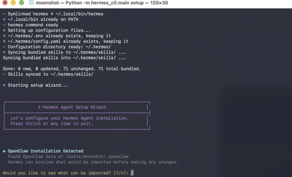 Langkah 2 tutorial Hermes Agent