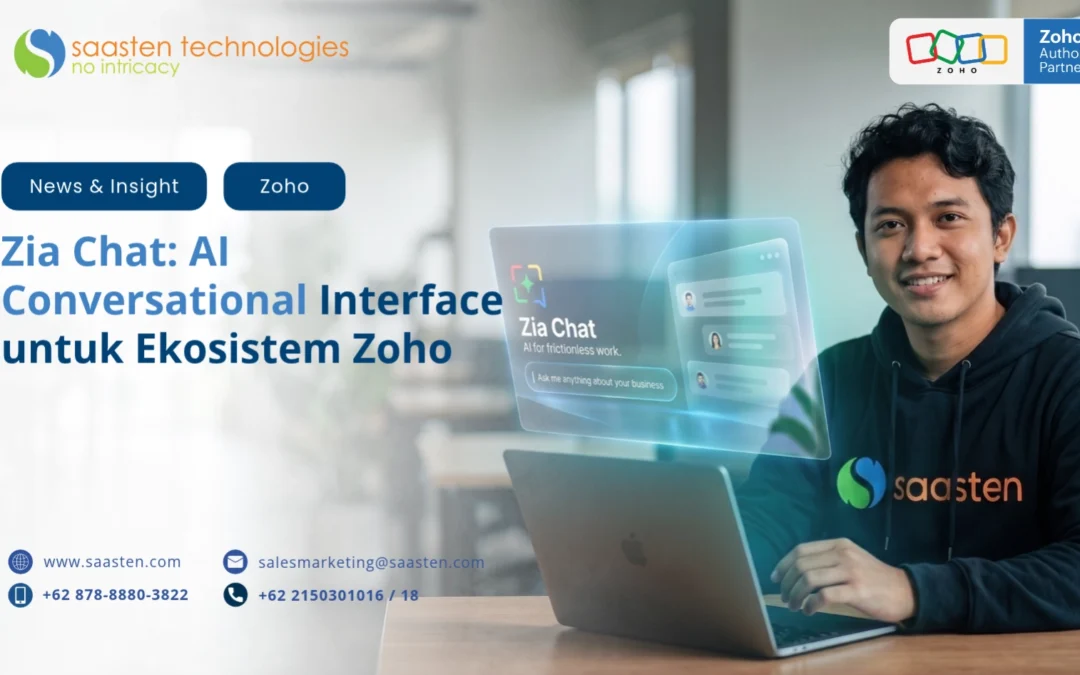 Seorang user Zoho menggunakan Zia Chat